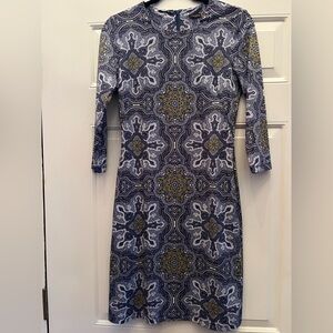 J. McLaughlin Sophie Catalina Cloth Stretch Jersey Sheath Dress Womens XS Blue